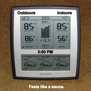 Eighty-five degrees at three