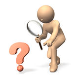 Magnifying glass with flesh-color stick figure