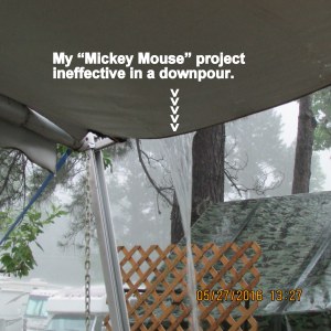 Water pouring off awning