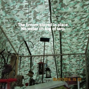 No water on top of tarp