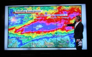TV report on rain totals