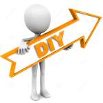 White stick figure with DIY sign