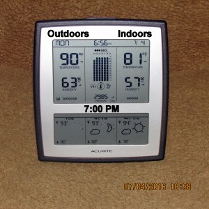 Temperature at seven PM