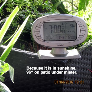 Temperature under mister at seven PM