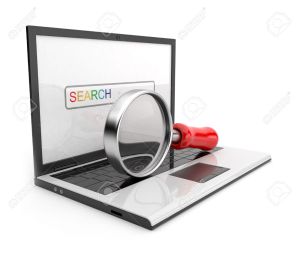 Magnifying glass and computer