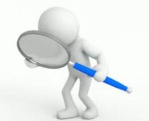 Magnifying glass with white stick figure and magnifying glass with blue handle (2)