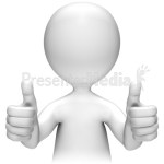 Two thumbs up with white stick figure