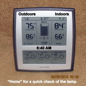 Checking temperature at six-forty