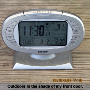 Temperature at eleven-thirty at my doorstep