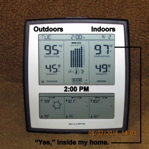 Temperature indoors and outdoors at two