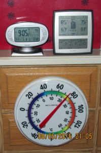 Temperature at nine PM