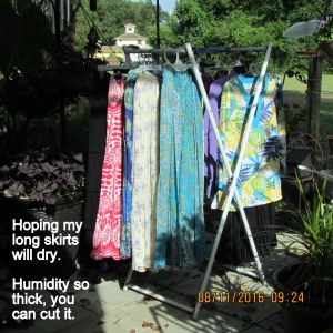 Long skirts hanging outdoors