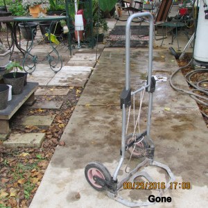Hand truck where plants were