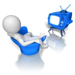 White stick figure watching TV