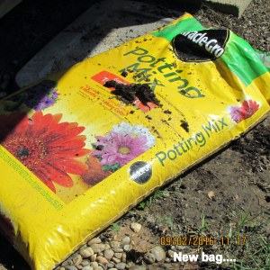 New bag of planter soil