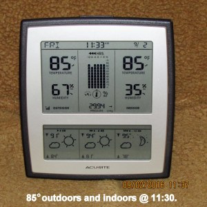 Eighty-five degrees at eleven-thirty