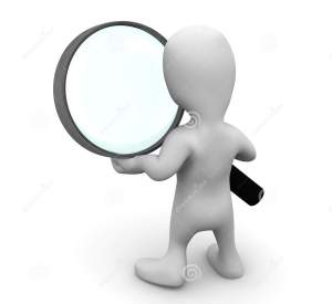 Magnifying glass with white stick figure and magnifying glass with black handle