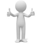 White stick figure with two thumbs up