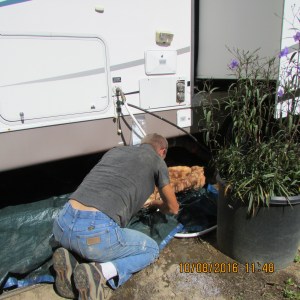 Pulling wet insulation from underneath trailer