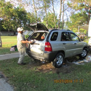 James cleaning the KIA (2)