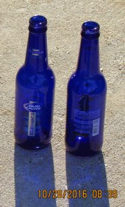 Blue beer bottles