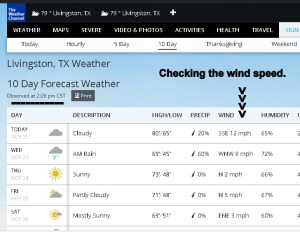 Checking for wind speed