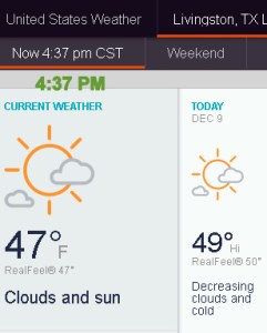 AccuWeather temperature at four-thirty