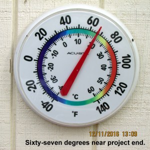 Temperature near end of project