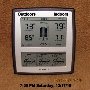 Temperature at seven PM Saturday