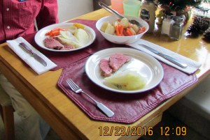 Sitting down to dinner (lunch)