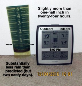 Temperature and rain gauge at six