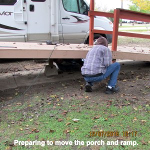 Preparing to move the ramp