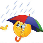 Smiley face holding an umbrella