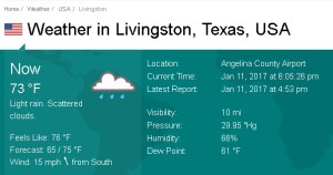 Weather at six-ten PM
