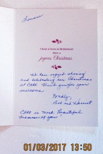 Card from volunteers