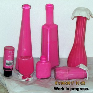 Pink painted bottles