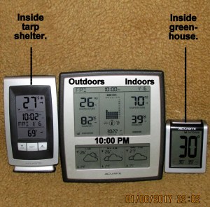My three thermometers at ten PM