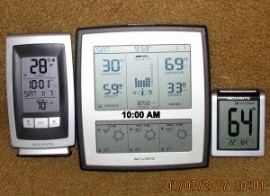 Three thermometers at ten AM
