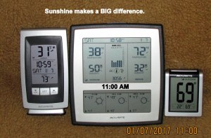 Three thermometers at eleven AM