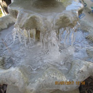 Icicles on fountain