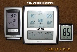 Three thermometers at one PM