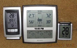 Three thermometers at ten PM