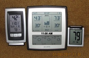 Three thermometers at eleven AM
