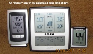 Three thermometers at five PM