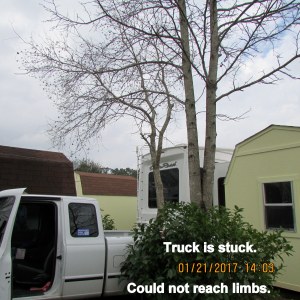 Truck is stuck, could not reach limbs