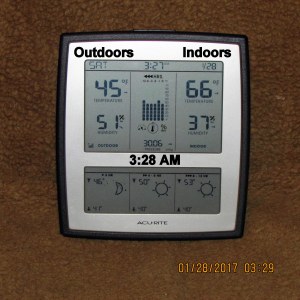 Temperature at three-thirty AM