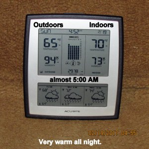 Temperature at five AM