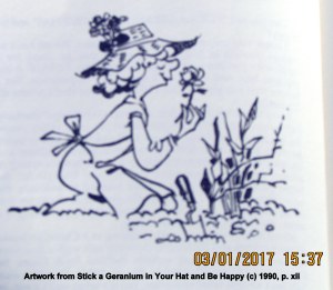 Artwork from Stick a Geranium in your hat and be happy